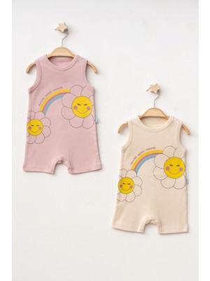 Myhanne Papatya  Baskılı 2'li  Penye Tulum 1017