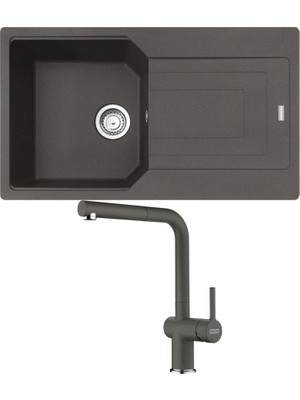 Franke Ubg 611-86 Granit Slate Grey Evye, Active Plus Doccia Slate Grey Armatür