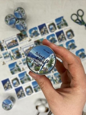 Islands Of Greece Temalı Mavi Renk 2m Washi Bant/Masking Tape/Desenli Bant/Washi Tape/Sticker/Bullet Journal