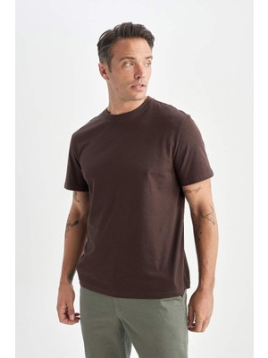Defacto Erkek  T-Shirt V7699AZ/BN192 Brown