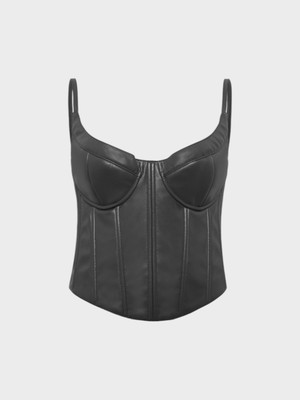 Vegan Deri Büstiyer - Siyah