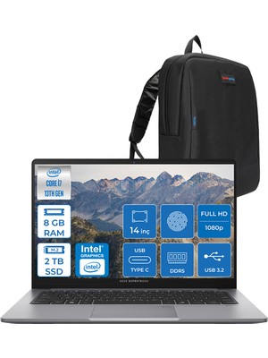 Asus Expertbook P1 P1403 Intel Core I7-13620H 8gb Ddr5 2tb SSD Freedos 14" Fhd Intel UHD Taşınabilir Bilgisayar WP1403CVAI716512G0D04+ZETTAÇANTA