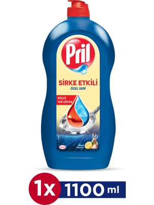 Pril Sirke Etkili Özel Seri Bulaşık Deterjanı 1100 ml Güçlü Yağ Çözme ve Limon Kokulu