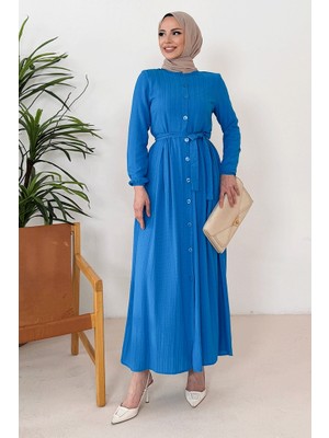 Esnel Kuşaklı Elbise  1366 - Indigo