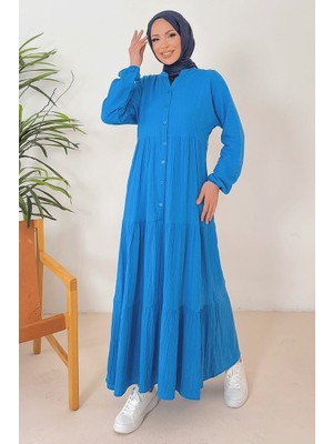İlkimay.com Selur V Yaka Elbise 1360 - Indigo