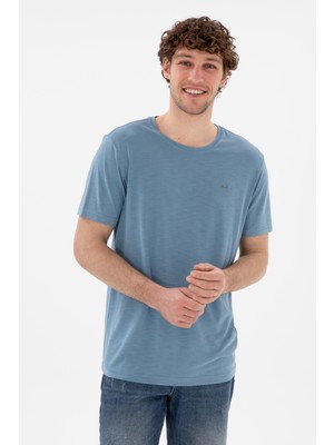 U.S. Polo Assn. Erkek Regular Fit Bisiklet Yaka Modal Mavi Basic Tişört 50298033-VR036