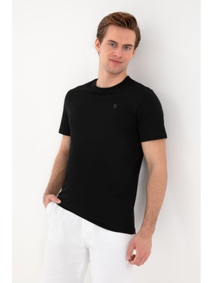 U.S. Polo Assn. Erkek Regular Fit Bisiklet Yaka Siyah Basic Tişört 50298015-VR046