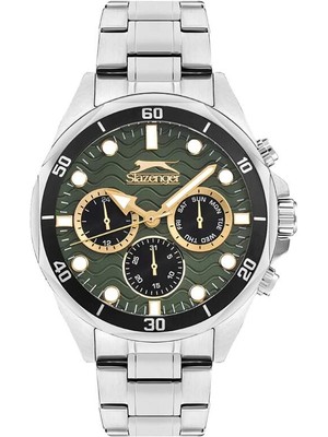 Slazenger SL.09.2383.2.06 Quartz Çelik Gri Yeşil Kadran 42 mm Erkek Kol Saati