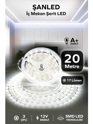 ŞANLED 3 Çipli Iç Mekan Şerit Led Tüm Mekanlar-(Trafosuz) 5,10,20,30,40,50,100m