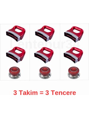 Lentebur34 Tencere Tava ve Sahan Uyumlu Bakalit Kulp Seti Kirmizi