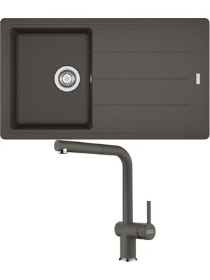 Franke Bfg 611 Granit Slate Grey Evye, Active Plus Doccia Krom Spiralli Armatür Seti