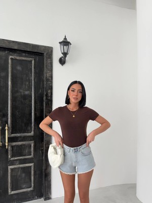 Kadın Crop Bluz Vücuda Tam oturan Fit & Şık