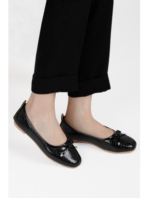 Renkli Butik Fiyonklu Kadın Balerin Babet Altın Yılan Desen Gold, Gümüş, Leopar Renklerde