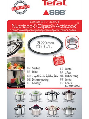 Tefal Düdüklü Tencere Acticook-Nutricook-Precision Lastik 4,5 - 6 Lt TENCERE İÇ ÇAPI 22 CM  X1010004