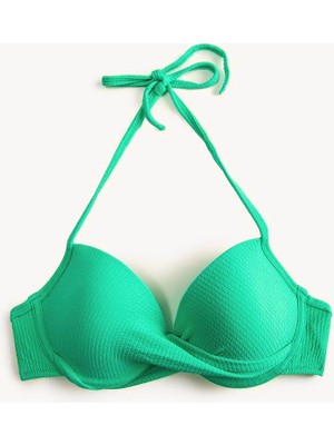 Deep Beach Push Up Boyundan Bağlamalı Balenli Dokulu Bikini Üstü