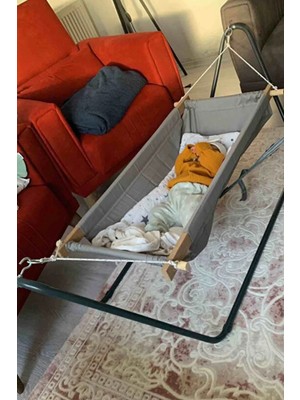 0-1  Yaş Beşik, Bebek Salıncağı, V Metal Hamak, Portatif Beşik, Minder ve Yastık Dahil 45*85 Yatak