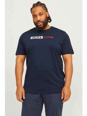 Jack & Jones Plus Jjecorp Büyük Beden % 100 Pamuk Slim Fit Bisiklet Yaka T Shirt Erkek T Shirt 12243630