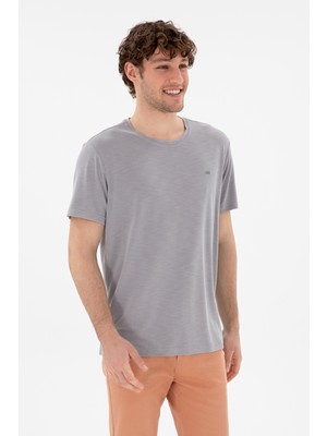U.S. Polo Assn. Erkek Regular Fit Bisiklet Yaka Modal Koyu Gri Basic Tişört 50298033-VR080