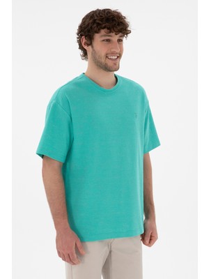 U.S. Polo Assn. Erkek Comfort Fit Bisiklet Yaka Mint Jakarlı İnterlok Tişört 50308448-VR090