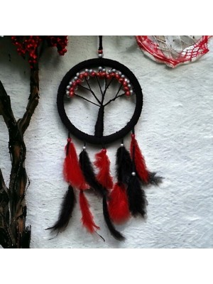 Acornbella Siyah Kırmızı Hayat Ağacı Dream Catcher