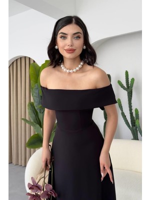 Madonna Yaka Kloş Kesim Pamuk Kumaş Abiye & Mezuniyet & Balo Elbisesi 167