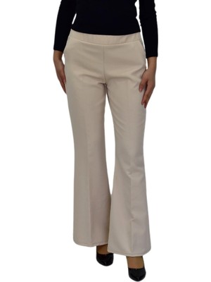 Kadın Ispanyol Paça Beli Lastikli Kumaş Pantolon BGL-ST04321