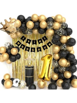 Bkmc Kral Taçlı 1 Yaş Balonlu Balon Zincirli Doğum Günü Seti Iyi Ki Doğdun-2-En Yeni Haliyle
