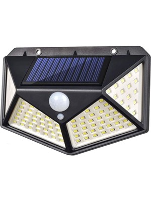 100 Ledli Solar Güneş Enerjili Hareket Sensörlü Bahçe Balkon Garaj Ev Aydınlatma Lambası 1 Adet