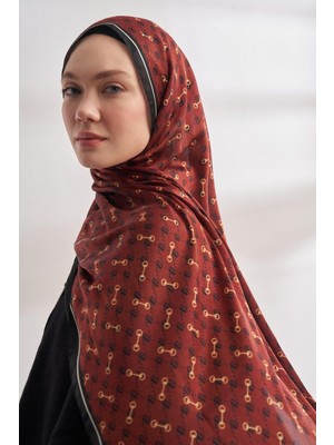 Armanda Vual Monogram Desen Şal 3361-BORDO