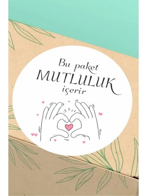 Paketleme Teşekkürler Etiketi Mutluluk Içerir Kargo Ambalaj Etiketi - 3X3CM 96 Adet