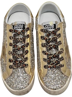 Globalux Golden Goose Super-Star Glitter Gold Leopard Laces Kadın Ayakkabısı sneakers