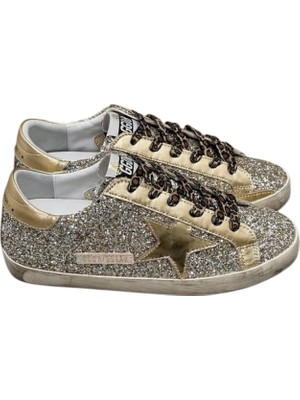 Globalux Golden Goose Super-Star Glitter Gold Leopard Laces Kadın Ayakkabısı sneakers