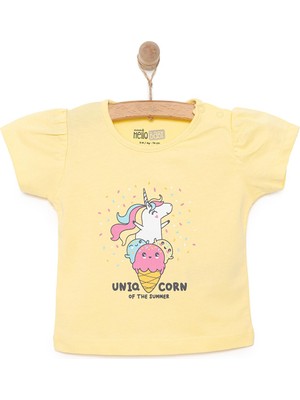 HelloBaby Basic Kız Dondurma Unicorn Baskılı T-Shirt Kız Bebek