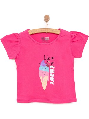 HelloBaby Basic Kız Eğlenceli Dondurma Baskılı T-Shirt Kız Bebek