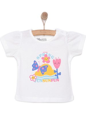 HelloBaby Basic Kız Kelebek Baskılı T-Shirt Kız Bebek