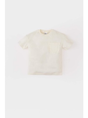 DeFacto Kız Bebek Bisiklet Yaka Basic Düz Kısa Kollu Tişört B7543A525SM