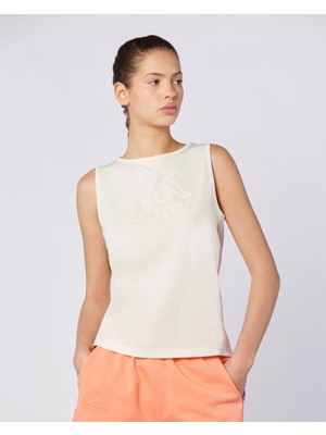 Kappa Gria Tur Kadın Beyaz Regular Fit Atlet Kolsuz Günlük Tarz Düz Desenli %100 Pamuk