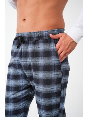 Ekoseli Flanel Pijama Altı Rahat Kesim Dar Paça Pamuklu Erkek Pantolon
