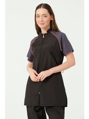 Reglan Biyeli Yarım Kol Yarı Kapalı Mayo