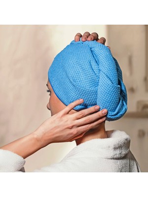 Silva Mikrofiber Mavi Saç Bonesi Oval Tasarım ve Yüksek Su Emici Kapasite ile Pratik Banyo Çözümü