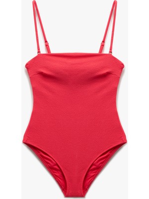 Koton Astarlı Çıkarılabilir Askılı Dokulu Straplez Mayo