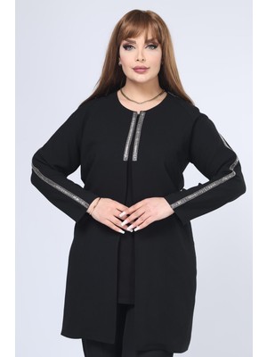 Büyük Beden 3935 Siyah Ceket+Bluz Takım