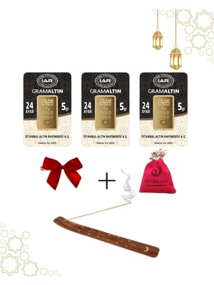 Victoria Gold 3 Adet 5 gr 24 Ayar  995 Altın  Hediyeli Tütsülük
