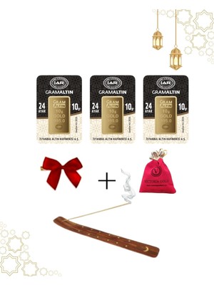 Victoria Gold 3 Adet 10 gr 24 Ayar (995) Altın Tütsülük hediye