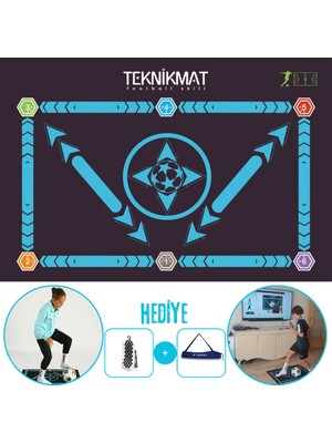 Teknik Mat Premium 120 Pro Futbol  Eğitim Videosu Mavi Siyah - Kaydirmaz Çorap -  Futbol Mati Hediyeli