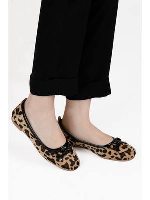 Renkli Butik Fiyonklu Kadın Balerin Babet Altın Yılan Desen Gold, Gümüş, Leopar Renklerde
