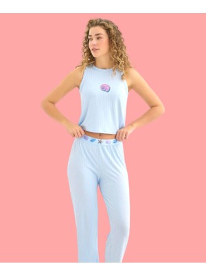 Kalın Askılı Kaşkorse Pijama Takımı