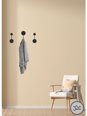 Modern Metal Duvar Askılığı - Minimalist Siyah Dekoratif Askı (3'lü Set) - Banyo Askılı