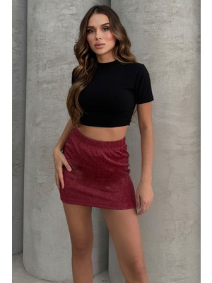 Lesa Wear Kadın Yüksel Bel Simli Mini Kalem Etek Örme Kumaş ile Günlük Kombinler İçin İdeal