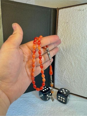 Anemore Collection Toz Kehribar Tesbih Açık Kırmızı Renk T-42